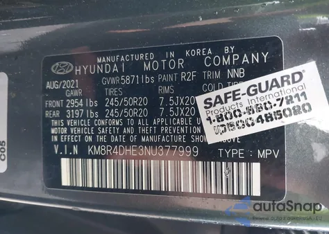 2022 Hyundai Palisade Sel из США, поврежденный, VIN KM8R4DHE3NU377999